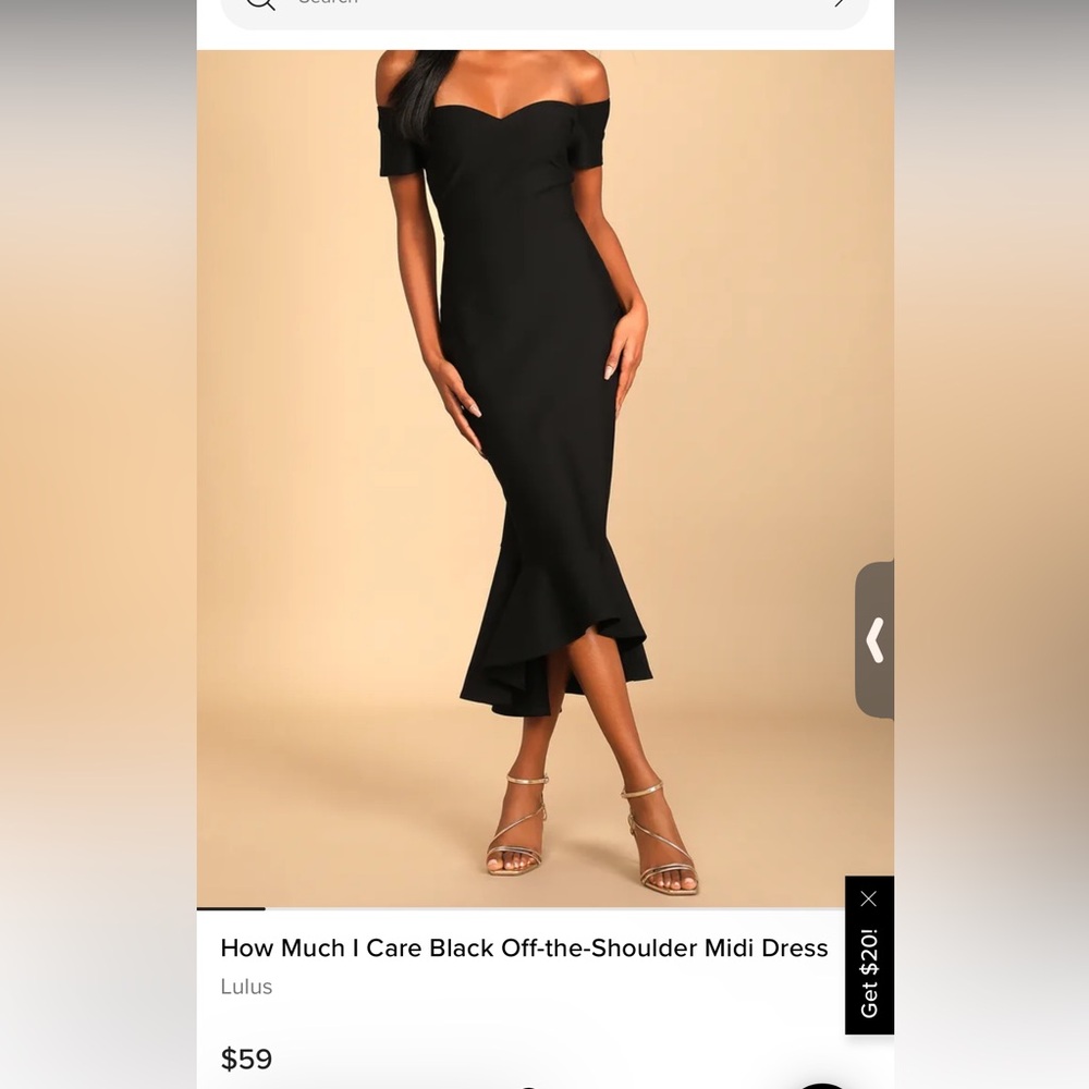 Lulus Off-The-Shoulder Black Midi
